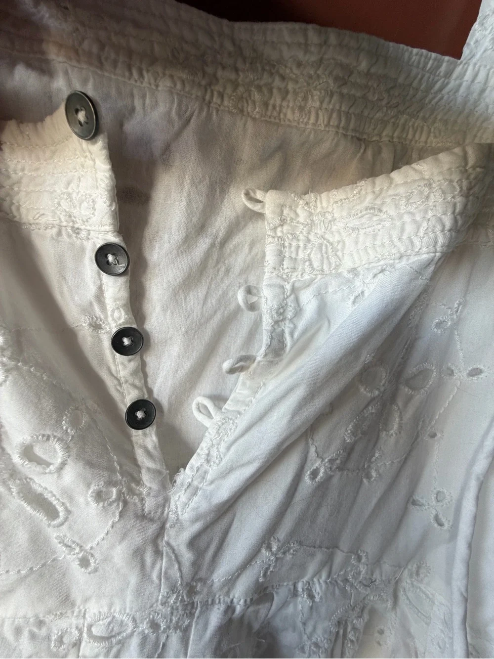 Free People White Eyelet Midi Sundress with Square Neck